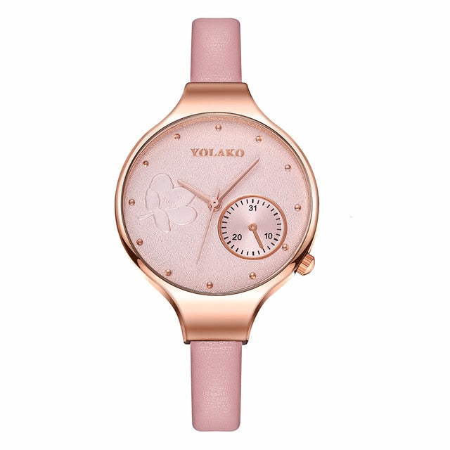 Women Leather Flower Watch